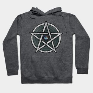 Eye in Pentagram for Protection - Marble Hoodie